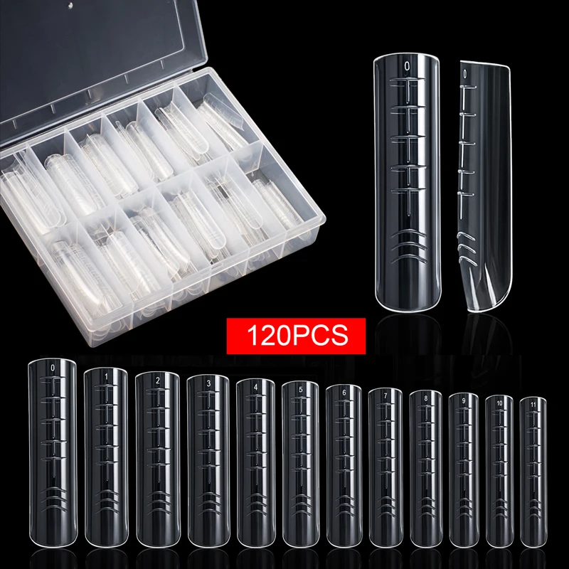 120Pcs Dual Forms Nails Extension System Reusable False Nails Tips For Quick Building Poly UV Gel Top Mold Upper Forms For Nails