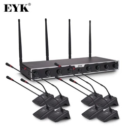 EYK EFU8 Professional 8 Channel Gooseneck Microphone System UHF Conference Wireless Mic Clear Sound Perfect for Meeting Room