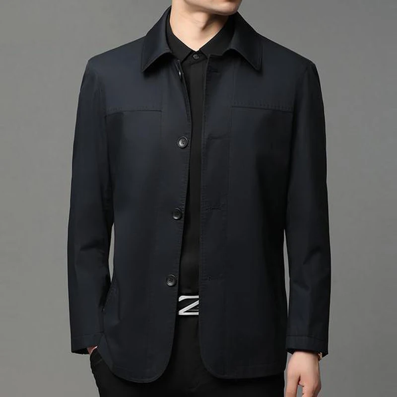 Business Shirt Jacket Men Autumn Casual Coat Button up Tops Office Work Clothes 2021 New