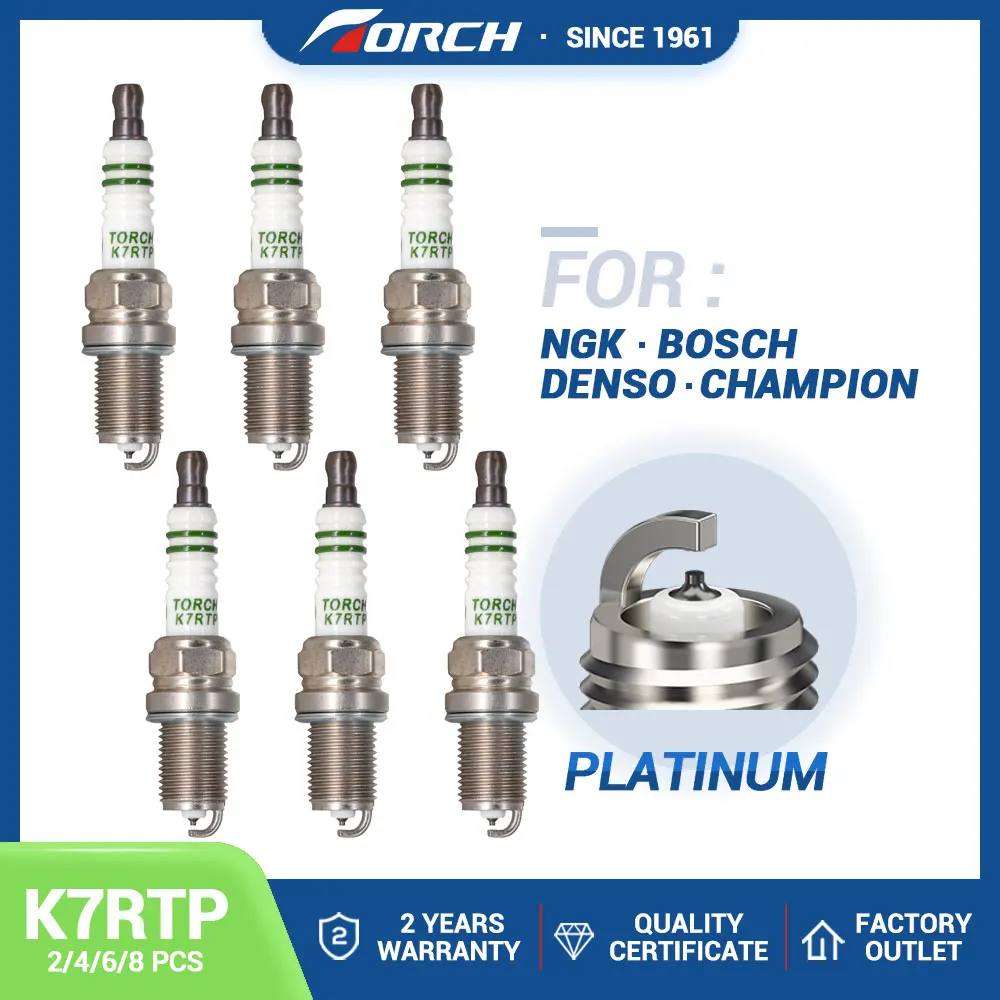 

2-8PCS Платиновая свеча зажигания TORCH K7RTP Замена для FR7DP-DEG FR7DPDEG PFR7B-D PFR7BD Champion RC8PYCBX NISSAN 22401-55V17 R7DTC