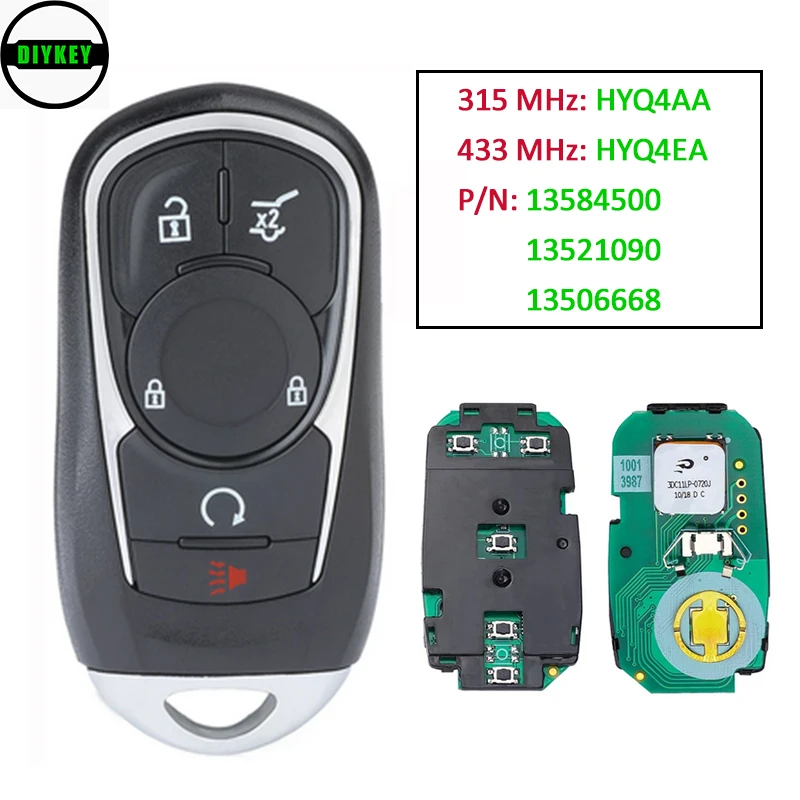 

DIYKEY 315MHz HYQ4AA 433MHz HYQ4EA for Buick Envision Enclave Regal Sportback TourX Remote Key 13508406 135845 13521090 13506668