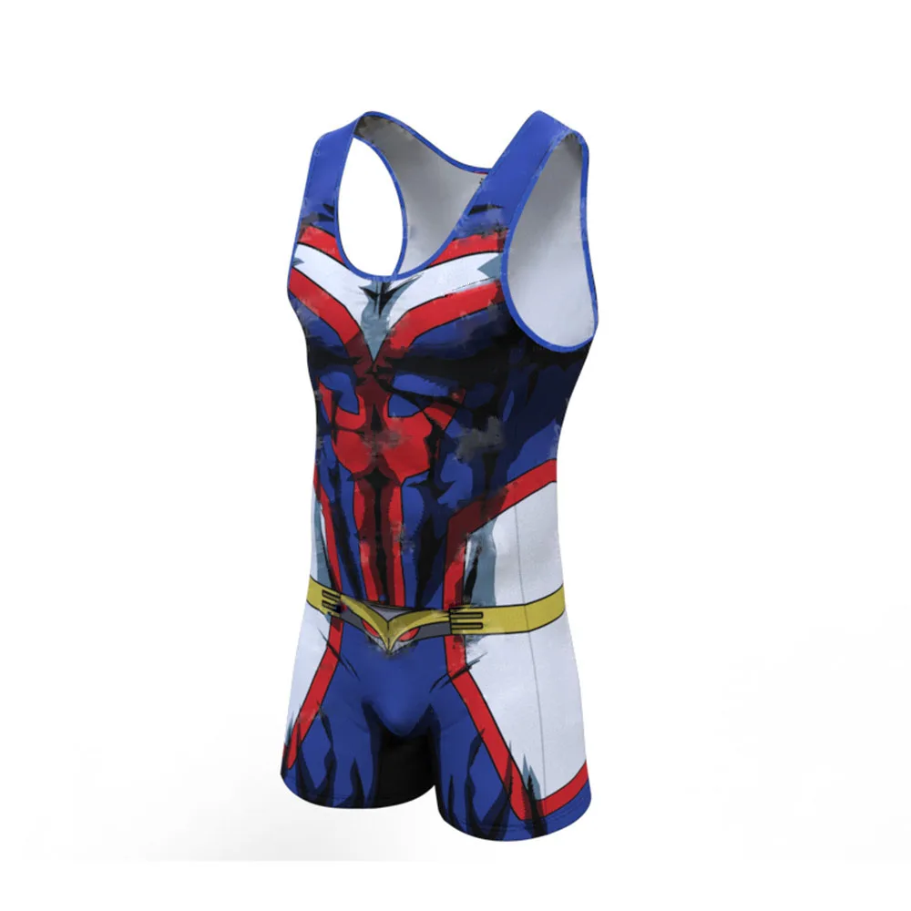 My Hero Academia All Might Cosplay Costume 3D Spandex Zentai Bodysuit Suit Jumpsuits Halloween Playsuit For Adults