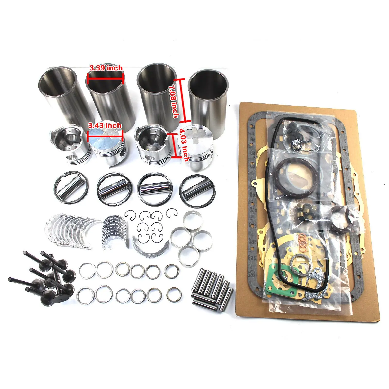 2J Overhaul Rebuilding Kit w/ Valves For Toyota 2J Engine 5FD SDK8 Skid Loader Forklift Truck Pistons Liners