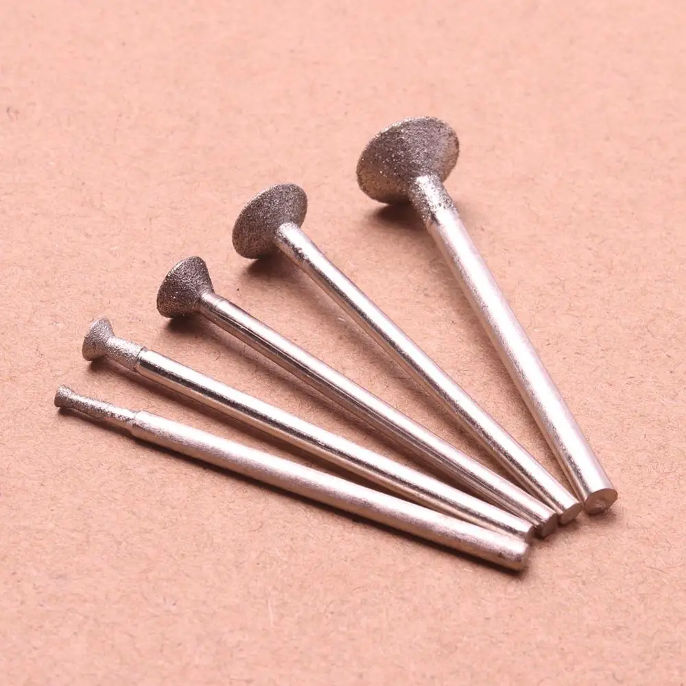 New 10Pcs 2.35/3mm Shank 2-10mm Diamond Grinding Head Mounted Point Spherical Concave Jade Carving Burr Polishing Engraving Tool