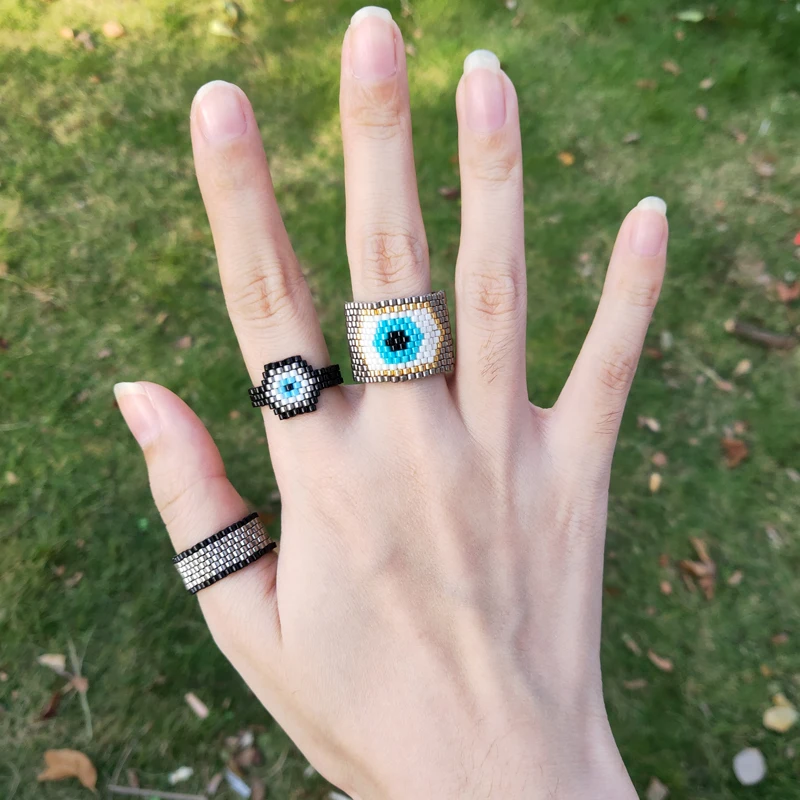 FAIRYWOO Evil Eye Ring Set Punk Dark Style Women Handmade Luxury Rings Girls Jewelry Friendship Gift Wholesale Lots Bulk Bundles