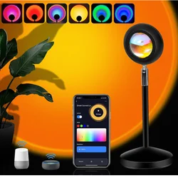 Lampada di proiezione Smart Sunset, WiFi, controllo App, Timer, rotazione di 180 °, USB, luce notturna arcobaleno a LED per la camera da letto di casa