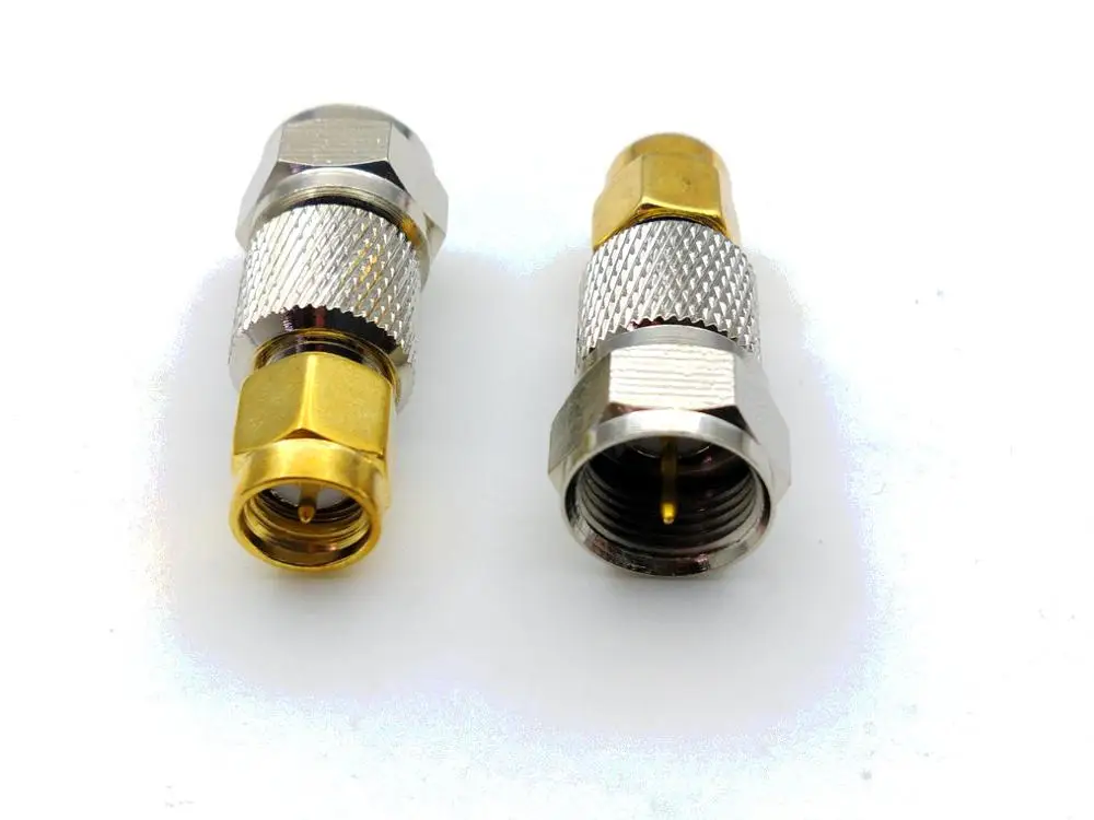 Imagem -04 - Bronze Sma Macho para tipo f Plugue Macho Adaptador de Plugue Reto f tv Macho para Sma Macho Conector Coaxial rf 50 Peças