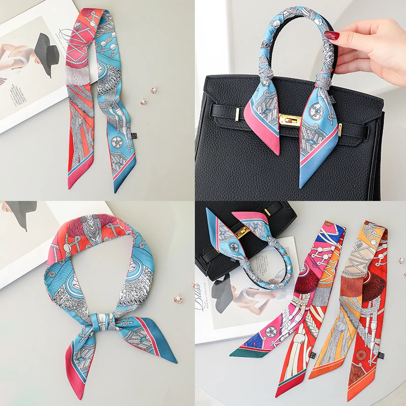 Brand bag scarf women luxury ladies headband headdress matching accessories long design shirt tie with headscarf girl