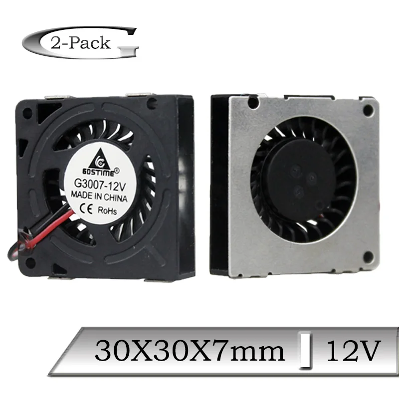 

2pcs Gdstime DC 12V 3cm 30x30x7mm Minin Blower Heatsink Cooler Fan 30x7mm 30mm 3D Printer Cooling Fan