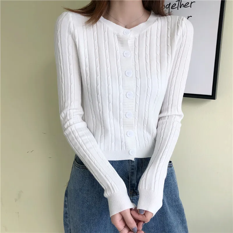 10 Colors Women O-Neck Knitted Casual Short Sweaters Cardigans Lady Knitting Soft Autumn Spring Twisted Cardigan Female