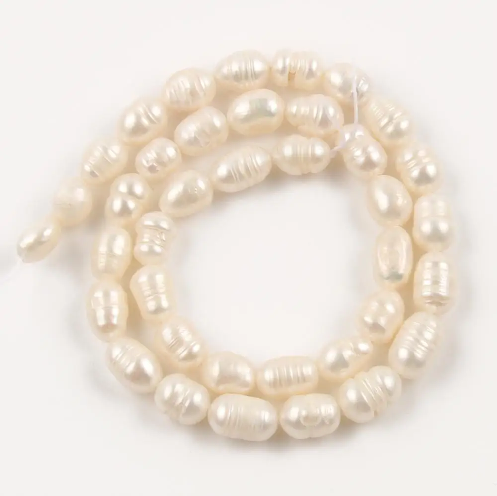 Fine Natural Freshwater Pearl White Oval Shape Beads For Jewelry Making DIY Bracelet Necklace 3/4/5/6/7/8/9MM Strand 15''