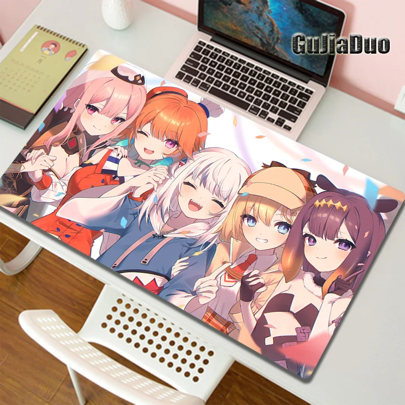 

Gamer Computer Anime Mori Calliope Mouse Pad XXL Non-slip Pc Cushion Gaming Room Accessories Kawaii Cartoon Mousepad Carpet Rug