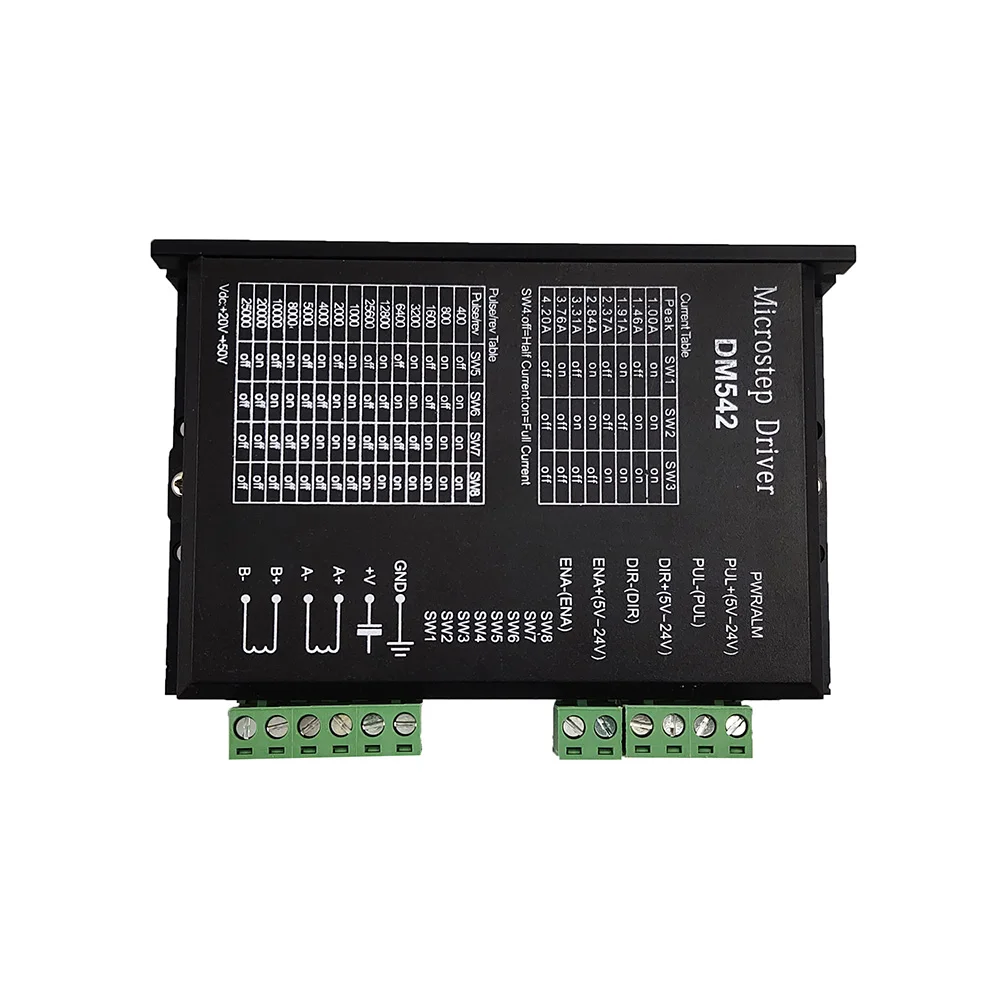 

DM542 Stepper Motor Controller 2-phase Digital Stepper Motor Driver 18-48 VDC Max. 4.2A for 57 86 Series Motor.