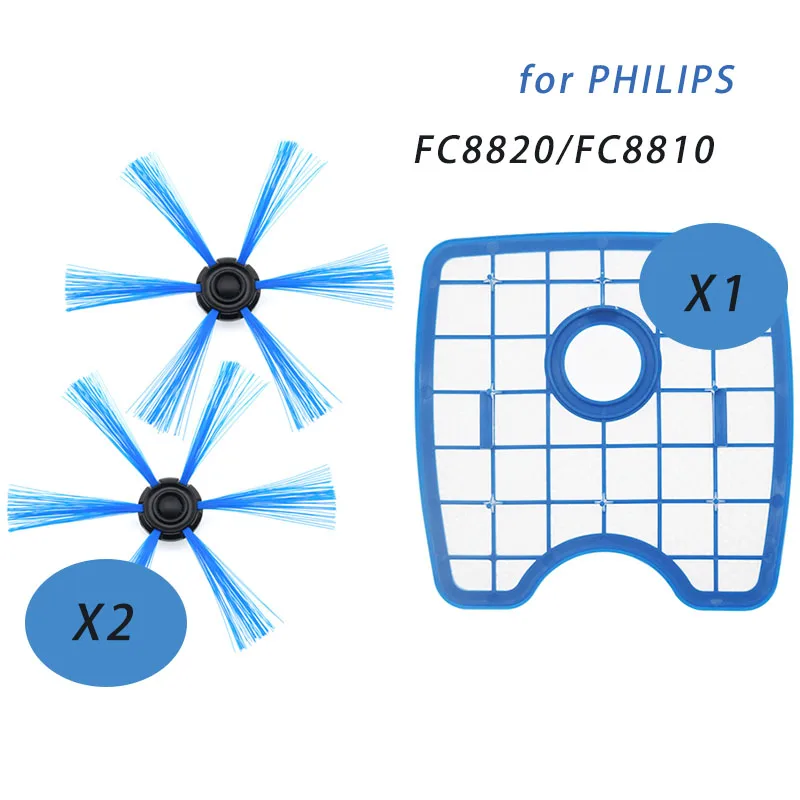 3pcs/set Vacuum Cleaner 2round brush +1 filter screen for Philips Robot FC8066 FC8820 FC8810 Sweeping robot accessories