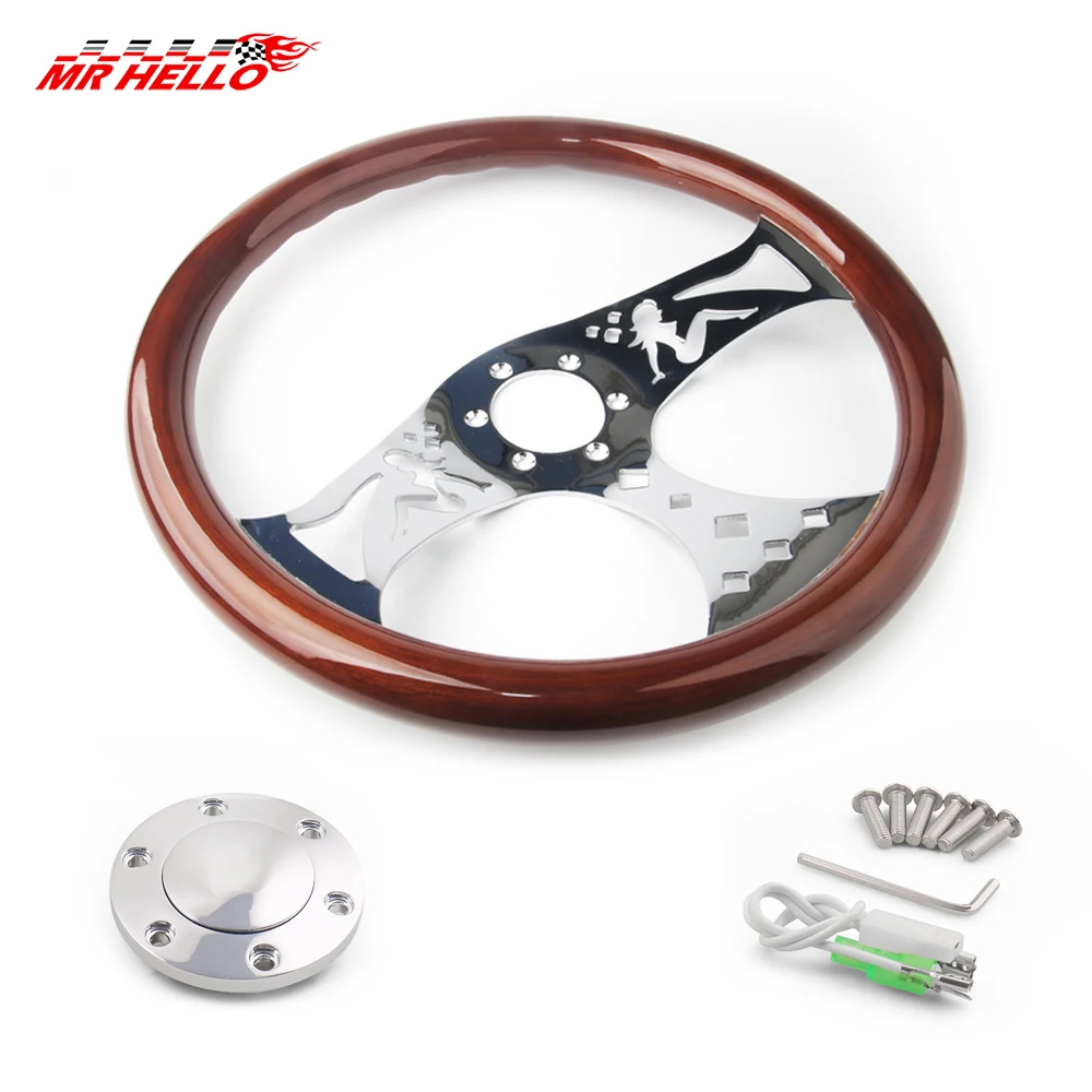 380mm 15 inch Universal Auto steering Wheel Drifting Steering Wheel Copy Wood Sports Turning Wheel