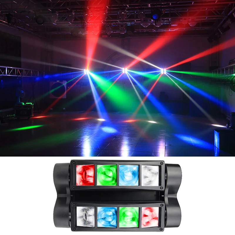 Disco Led 8 X 10W RGBW  Spider Lite Dj Led Moving Head Light DMX 512 Controller Fog Machine Stage Light Night Club KTV Bar