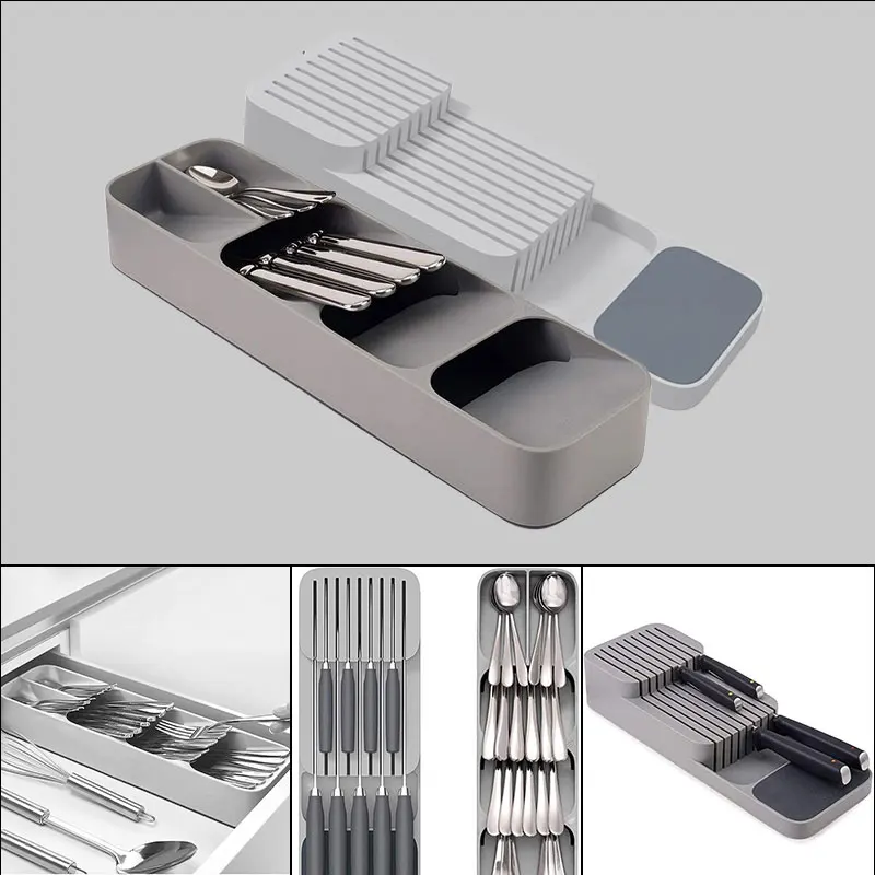 

Cutlery Storage Tray Knife Holder Tableware Organizer Spoon Fork Storage Box Plastic Container Tool Holder Storage