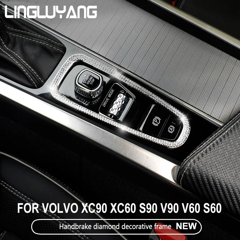 Marco decorativo de diamante para freno de mano de coche, accesorios para Volvo S90 v90 2017-2018/ 2018 xc60/2015-2019 xc90 s60 v60