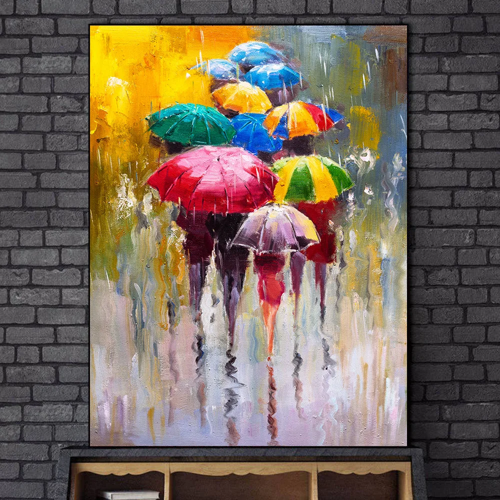 Abstract Portrait Oil Paintings Print On Canvas Art Prints Girl Holding An Umbrella Wall Art Pictures Home Wall Decoration image 2