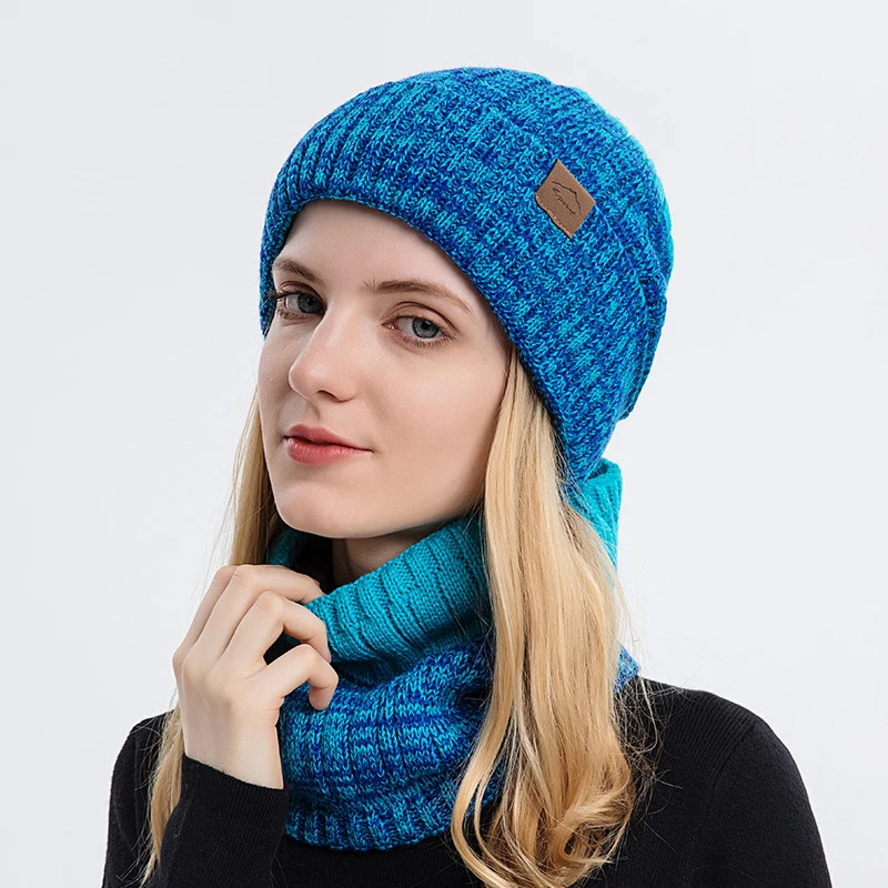 Cappelli invernali per uomo berretti Casual berretto lavorato a maglia da donna scaldino spesso sciarpa cappello set autunno coppia berretto da esterno berretti di moda