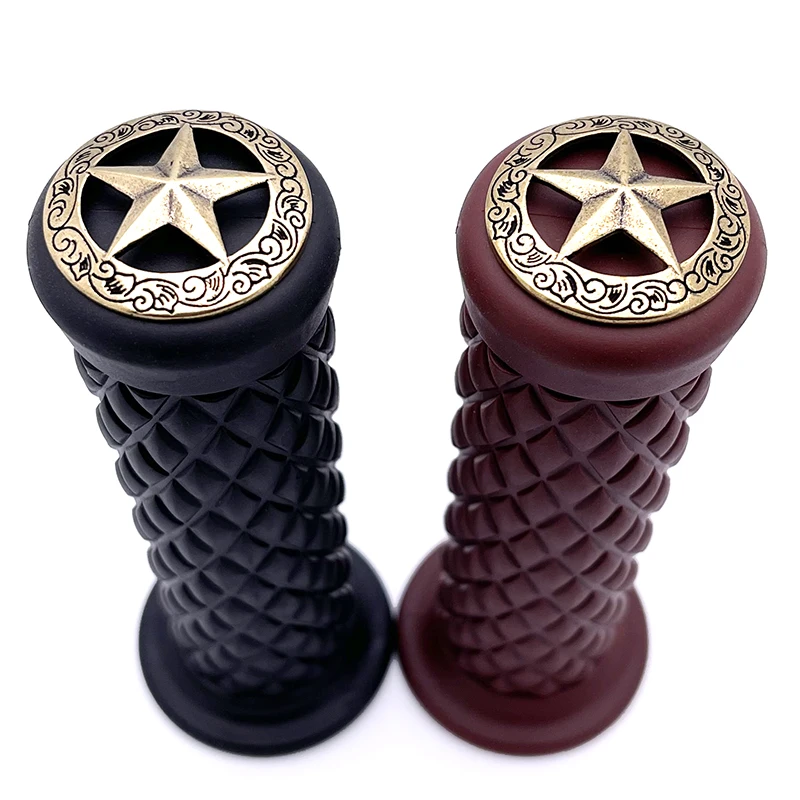 Brass Vintage Rubber Grips Handle For Harley Davidson 883 CG125 CB400 Motorcycles Universal 2.1cm/2.4cm Inner Diameter