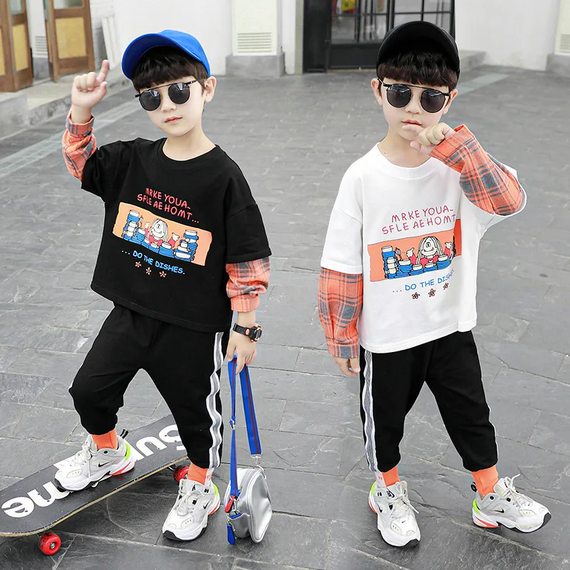 

Printed Spring Autumn Children's Clothes Baby Boys Sweatshirts + Pants 2pcs/Set Kids School Beach Costume Teenage Girl Clothing