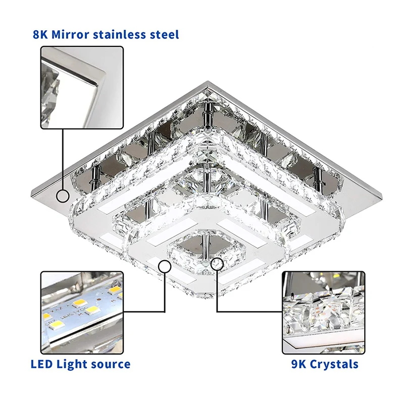 Modern Simple LED Lighting Porch Aisle Crystal Bedroom Led Decorative Ceiling Lamps For Living Dining Room Hanging Nordic Lights