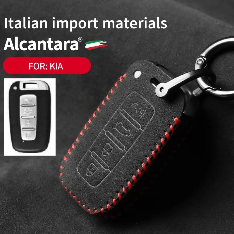 for Kia Rio Soul Borrego Sorento Optima Alcantara suede special key protection cover car keychain