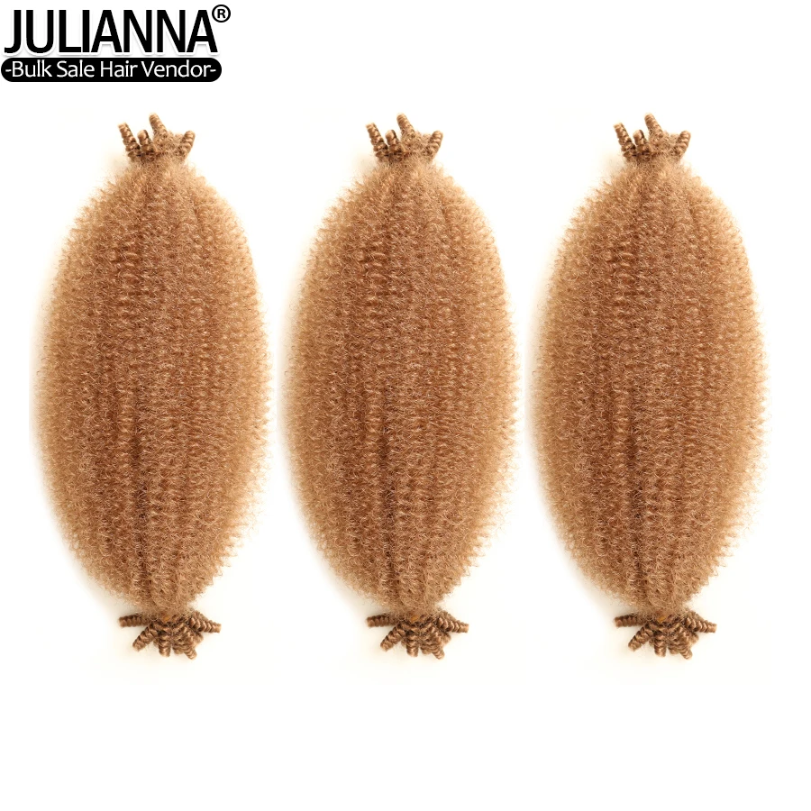 JULIANNA Crochet hair Curly Afro spring twist Soft 99J Brown Blonde Synthetic Kanekalon Braids Crochet Braiding Hair Extensions