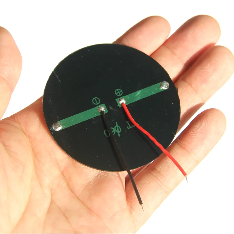 充電器用丸型ソーラーパネルとワイヤー,多結晶ソーラーセルモジュール,ライト,直径60mm, 5v,3.7v-5v,10個