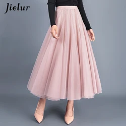 Jielur – Jupe plissée en Tulle pour femme, 3 couches, princesse, Tutu, automne, été