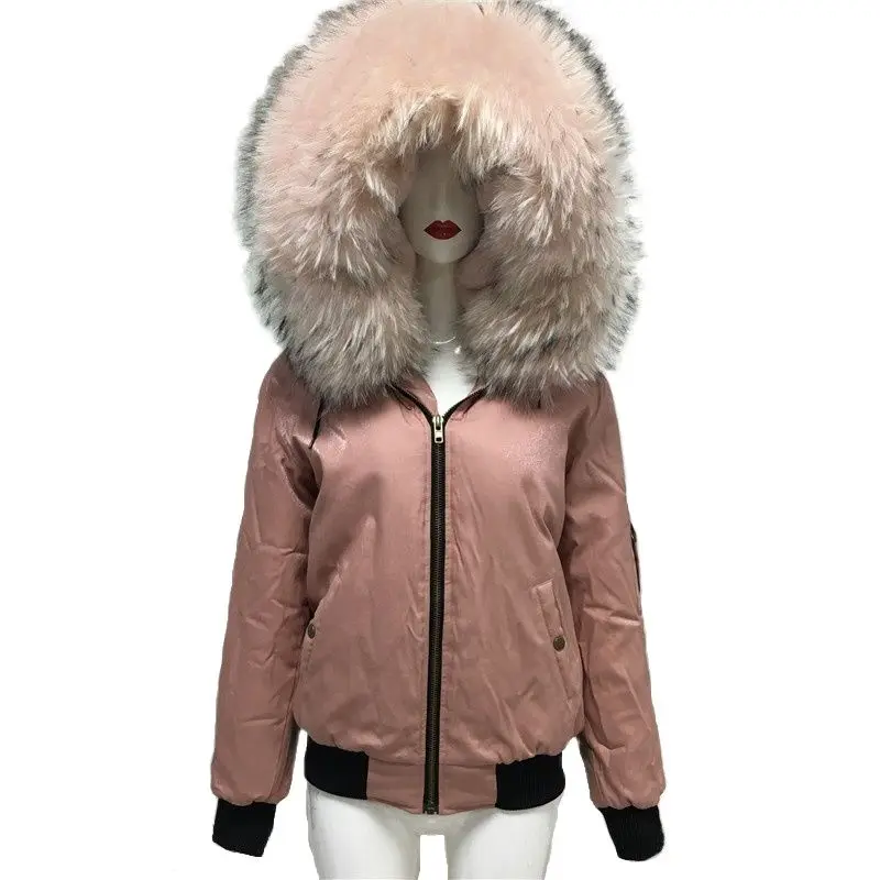 Pink Baseball Jacket Spring Casual Top Quality Fuax Fur Lining Coat For Women