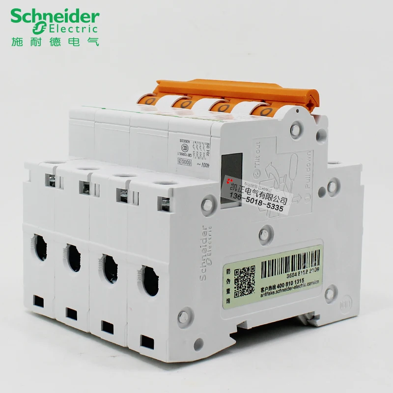 Schneider Circuit Breaker 4P Air Switch Three Phase Four Wire E9 6A 10A 16A 20A 25A 32A 40A 50A 63A