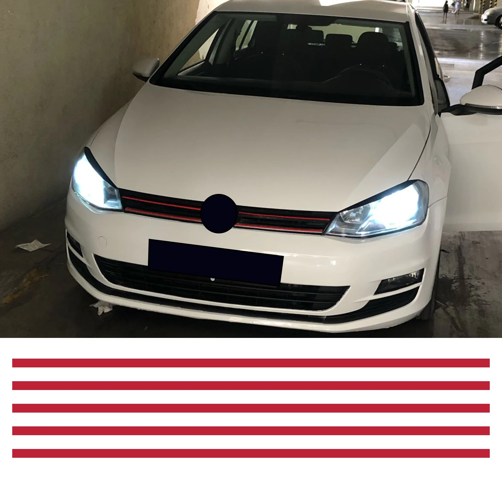 Car Sticker Strip Reflective Stickers Front Hood Grille Decals Auto Decoration Car Styling For Car Fit for V W Golf 6 7 Tiguan