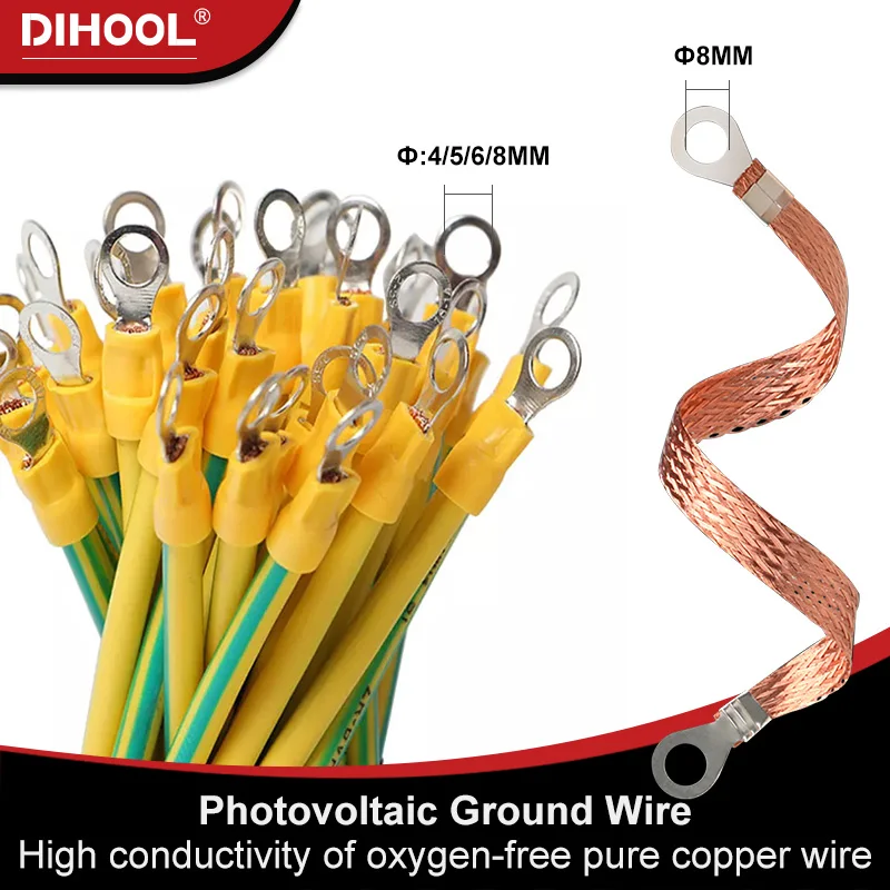 

ZR Ground Wire Yellow And Green 2.5/4/6mm² Copper Tinned Bare High Flexibility Earth Electric Flat Lead Wires 10PCS 100-300mm