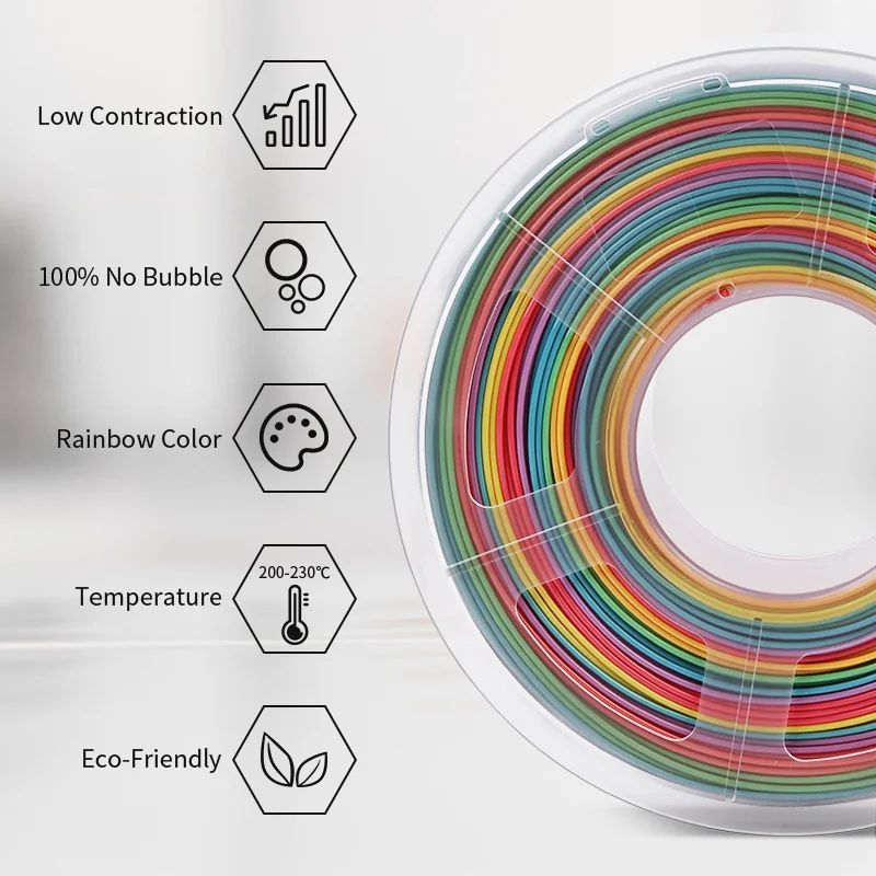 SUNLU PLA/SILK Rainbow Filament 1.75MM 1KG*2Rolls Bright Color No Bubble Non-Toxic Eco-Friendly For All Types Of FDM 3D Printers