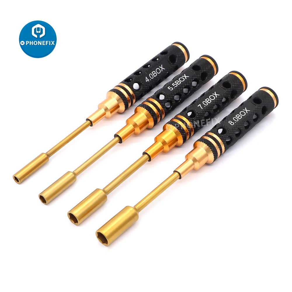 4pcs Hex Nut Drivers Screw Driver Tool Kit 4.0/5.5/7.0/8.0mm Hexagonal Head Socket Screwdrivers for RC Car Helicopter FPV Drone