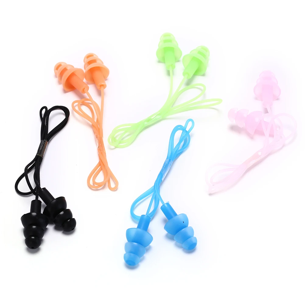 Bouchons d'oreille universels en silicone souple pour la natation, bouchons d'oreille, accessoires de piscine, sports nautiques, 5 couleurs, 1PC