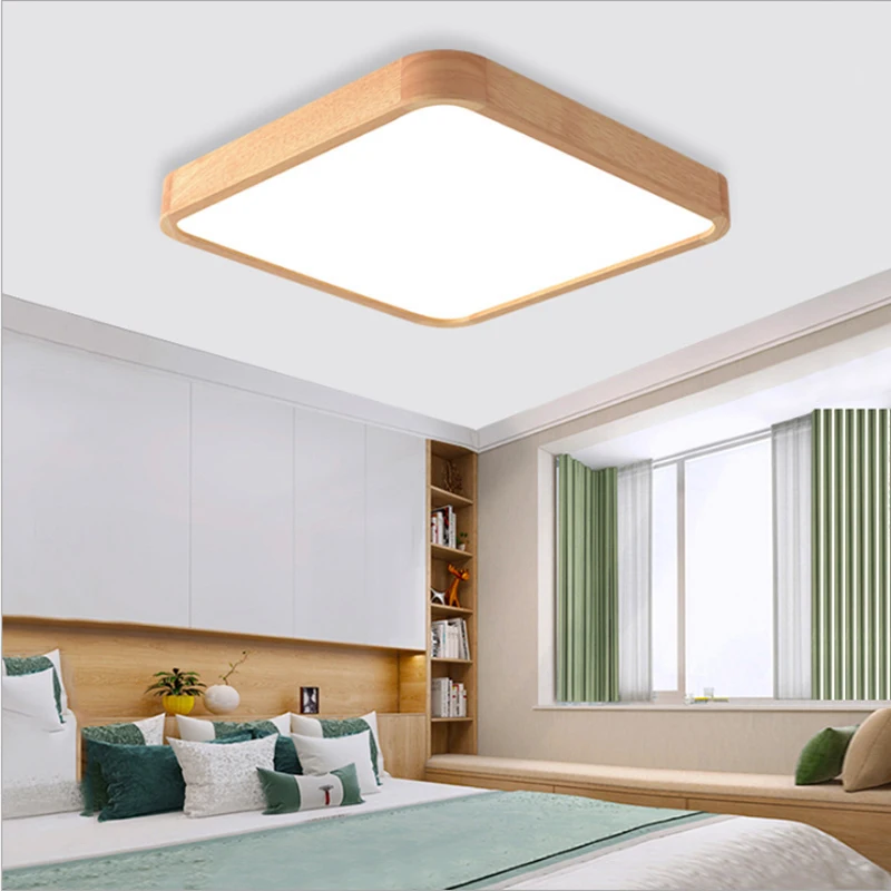 Solid wood LED Ceiling Light Lighting Fixture Modern Lamp  Room Bedroom Kitchen Bathroom Surface Mount Remote Control