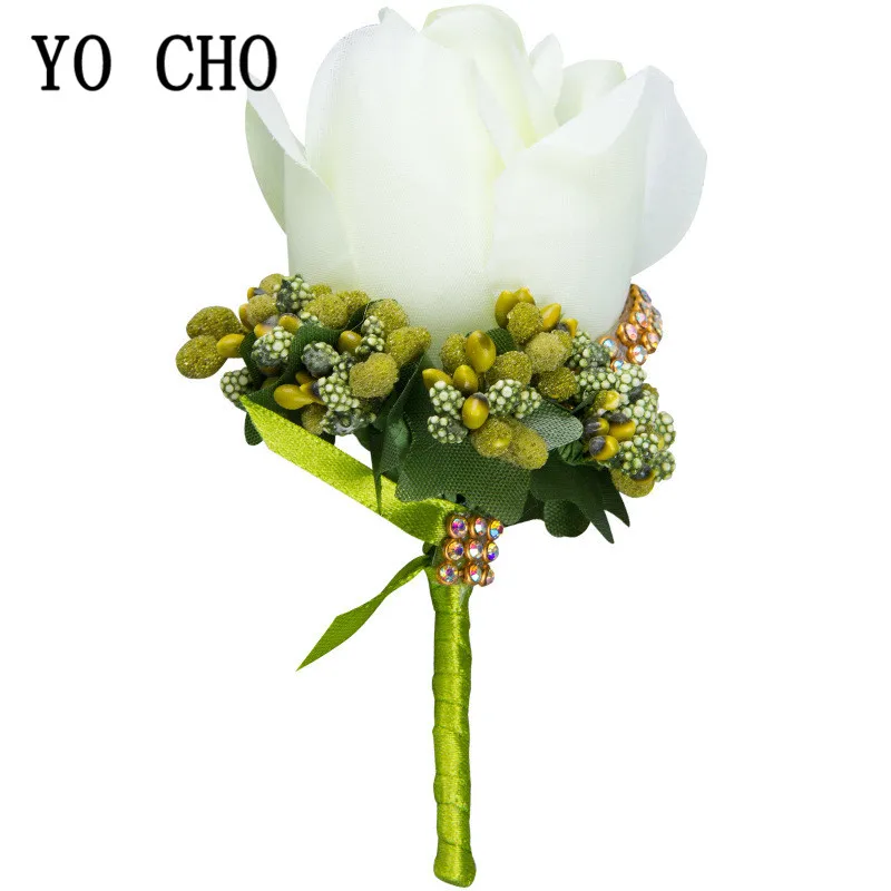 YO CHO-Alfileres de ramillete para novio, flor de seda para boda, padrino de boda, ojal, accesorios de boda