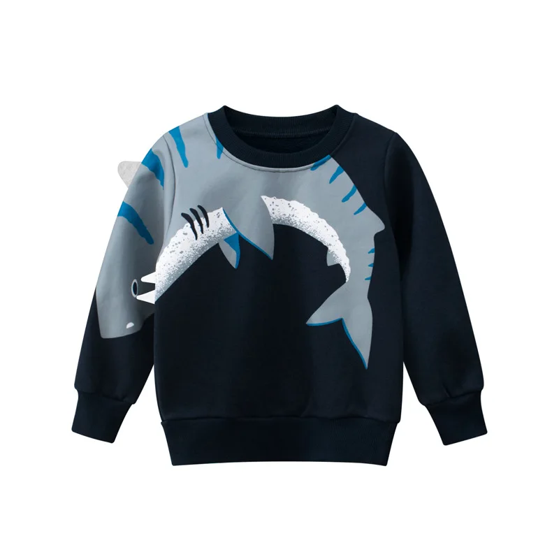 2021 Winter Kids Sweatshirts Coat for Boys Girls 3D Shark Cartoon Sweater Clothes Children Fluff Sport Casual Outerwear 2213