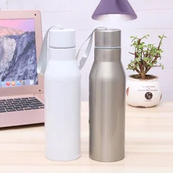 Custom Logo 450ml Stainless Steel Thermal Flask Water Bottle Sublimation Blank Drinking Bottle Vacuum Cup Drinkware With Rope