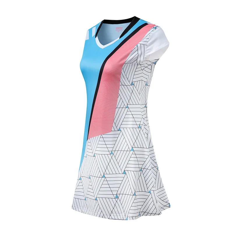 Women\'s Badminton Dress Sexy Breathable Quick Dry Slim Short-Sleeve Table Tennis Dresses Sports Running Workout Clothes