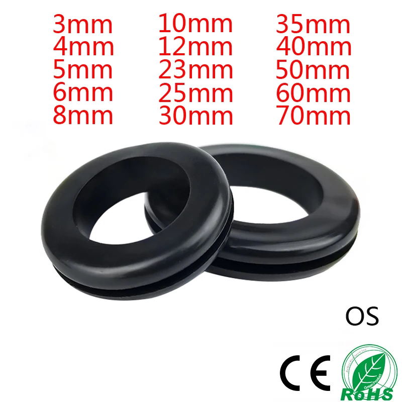 3/4/5/6/7/8/10/12/14/16/18/20/25mm Inner Diameter Cable Wiring Rubber Grommets Gasket Ring Wire Protective Loop Washer