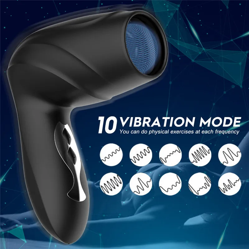 Funny Electric Strong Pulse Male Masturbator Vibrating Glans Training Massager Endurance Delay Lasting Trainer Sex Toys for Man