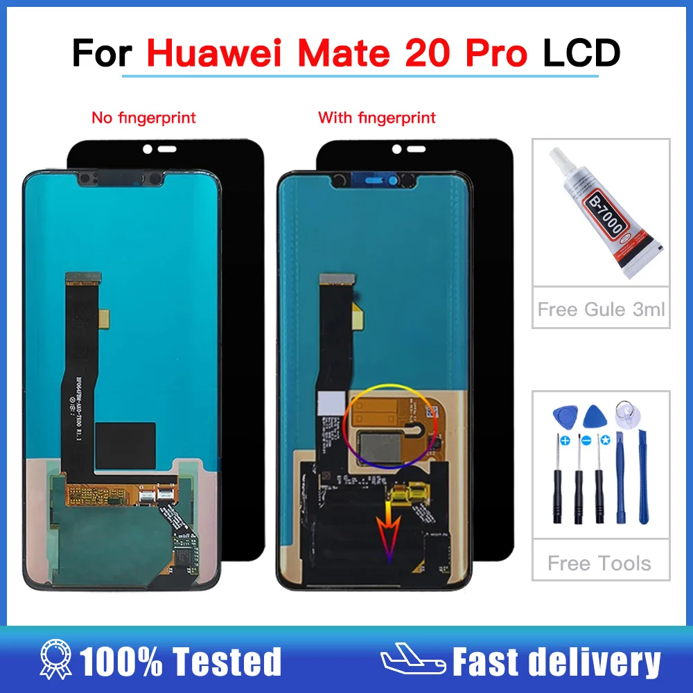 Original Amoled LCD For Huawei Mate 20 Pro Display Touch Screen Digitizer Assembly With Fingerprint For Mate20 Pro LYA-L29 L09