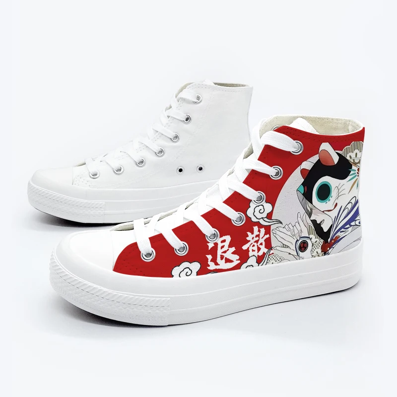 Amy and Michael New Style Women Vulcanize Shoes Ladies Casual High Top White Sneakers Special Designer Hand Painted Canvas Shoes