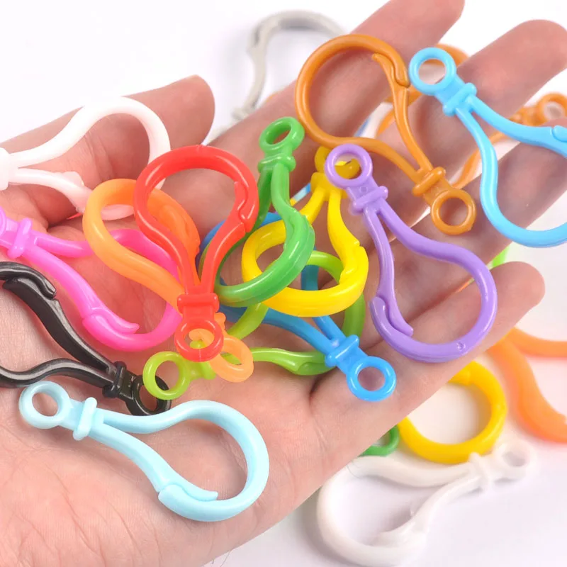 20pcs Mixed color Plastic Colorful Lamp Shape Buckle Snap Hook Lobster Clasp DIY Key ring/mobile phone chain accessories