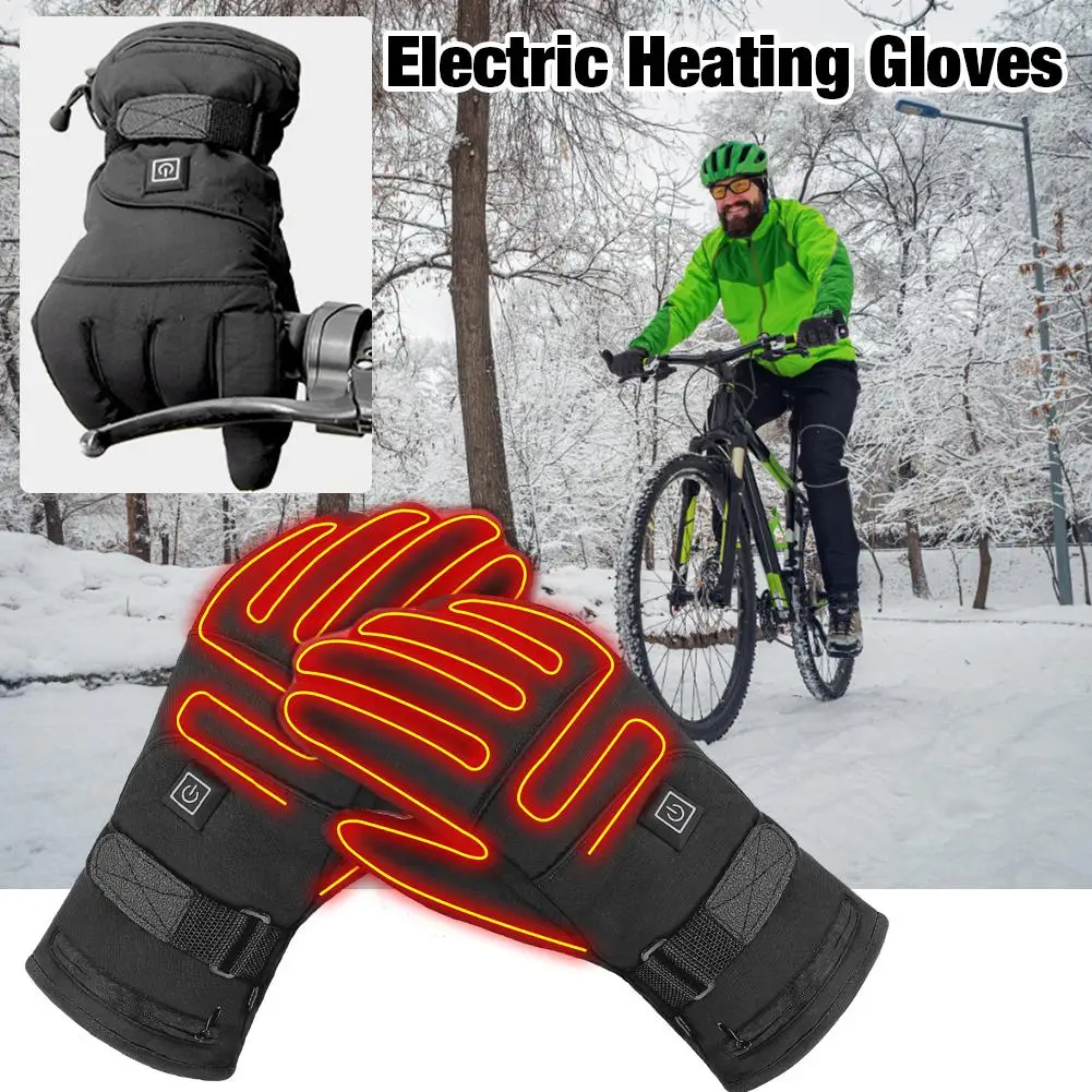 3 Levels Temperature Heated Motorcycle Gloves 3.7V Rechargeable Touch Screen Electric Heating Glove Skiing Warmer Gants Moto