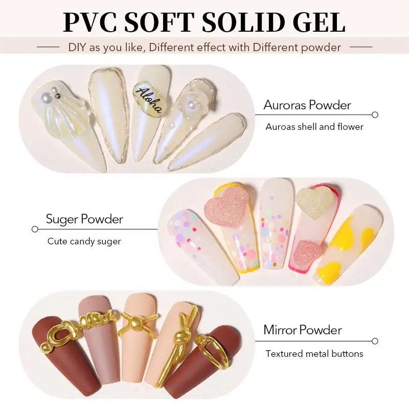 BORN PRETTY PVC 소프트 솔리드 젤 스테레오 모델링 조각, UV LED 3D 투명 컬러 네일 아트 하드 젤 바니시, 4 in 1